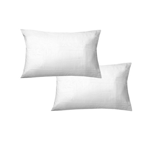 600TC Pair of Narrow Self Striped Standard Pillowcases White - Main Image