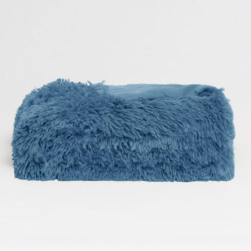 Hotel Living Long Hair Faux Fur Throw Rug Bonnie Blue - Main Image