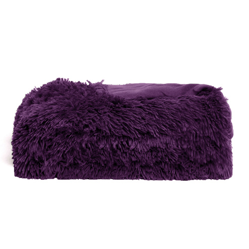 Hotel Living Long Hair Faux Fur Throw Rug Purple - Main Image