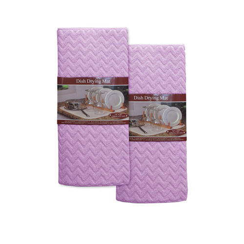 Set of 2 Microfibre Chevron Dish Drying Mats Lilac - Main Image