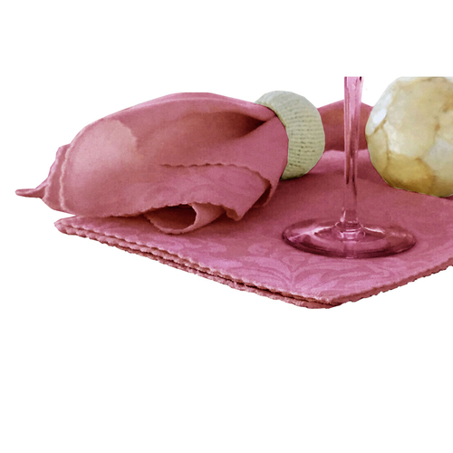 Set of 6 Damask Embossed Polyester Cotton Napkins Mauveglow 40 x 40cm - Main Image