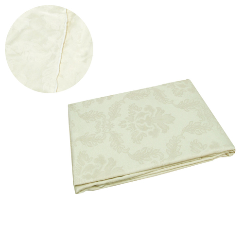 Damask Jacquard Polyester Tablecloth 180cm Round Elisabetta Cream - Main Image
