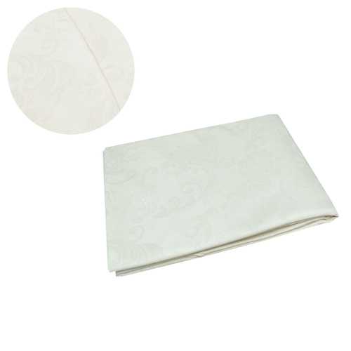 Damask Jacquard Polyester Tablecloth 180cm Round Rose Garden Cream - Main Image