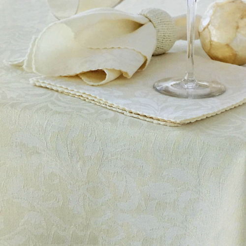 Damask Embossed Tablecloth 180 cm Round Bright White (aka Gardenia or Marshmallow) - Main Image