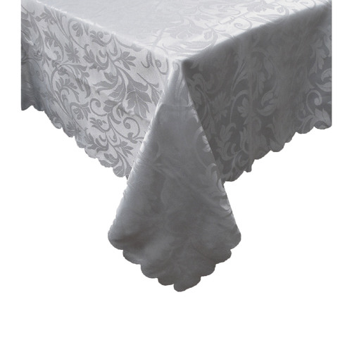 Jacquard Pattern Table Cloth Leaves Grey 180cm Round - Main Image