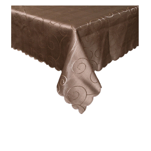 Jacquard Table Cloth Swirls Chocolate 180 cm Round - Main Image