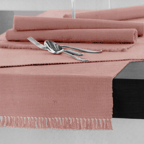 Hoydu 100% COTTON Ribbed Table Runner Blossom Pink 45 x 150cm - Main Image
