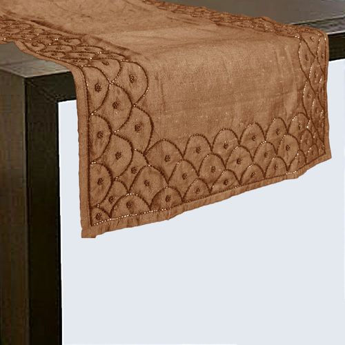 Hoydu Silk Blend Beaded Table Runner 45cm x 150cm - Champagne Beige - Main Image