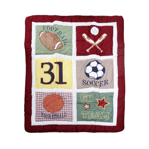 Sports Embroidered Nursery Baby Blanket/Coverlet 91 x 114 cm - Main Image