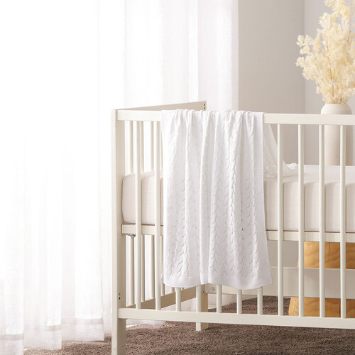 Little Gem Lyla White Cotton Baby Blanket 75 x 100 cm - Main Image