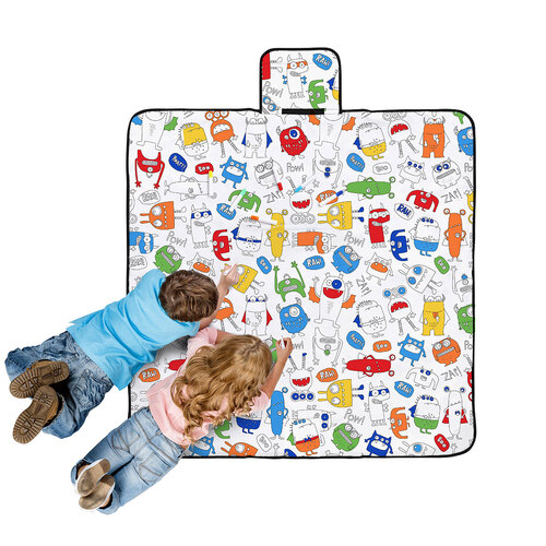 Happy Kids Monster Squad Colour Me In Picnic Blanket 125 x 125 cm - Main Image