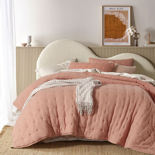 Vintage Design Homewares 3 Piece Hugo Cotton Gauze Quilted Comforter Set Clay Queen - Main Image
