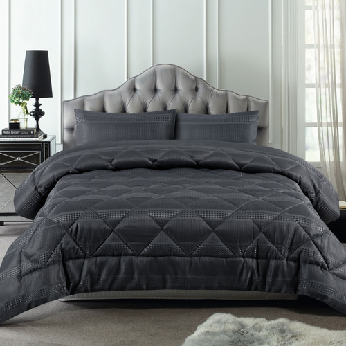 Accessorize 3 Piece Waffle Slate Comforter Set Queen - Main Image