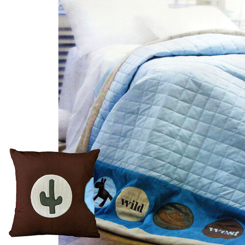Happy Kids Wild Wild West Blue Embroidered Comforter with Bonus Cushion - Main Image