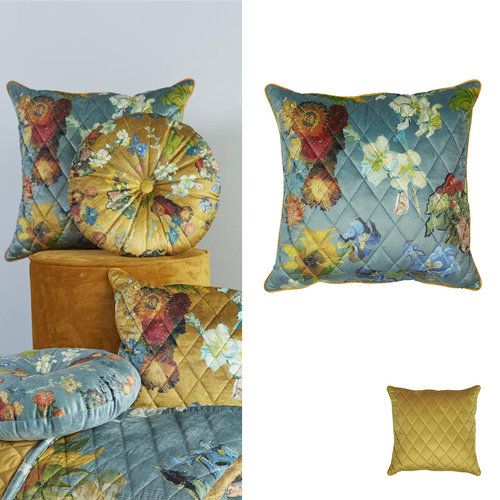 Bedding House Van Gogh Carre Fleuri Green Square Filled Cushion 50cm x 50cm - Main Image