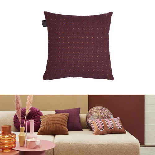 Bedding House Chelsy Plum (Also Known as Purple) Square Filled Cushion 40cm x 40cm - Main Image