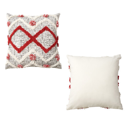 Accessorize Ronan White Red Filled Square Cushion - Main Image