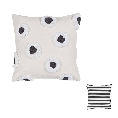 VTWonen Stripe and Eye Natural Square Filled Cushion 50cm x 50cm - Main Image