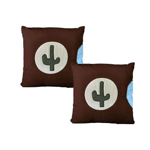 Pack of 2 Wild West Embroidered Cushion Covers 43 x 43 cm - Main Image