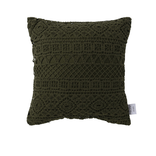 Vintage Design Homewares Tenille Olive Cotton Lace Cushion Cover - Main Image