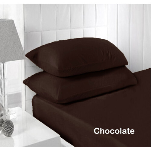 Accessorize 250TC Fitted Sheet Set Chocolate - Single - Main Image