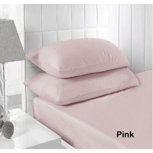 Accessorize 250TC Fitted Sheet Set Pink - King - Main Image