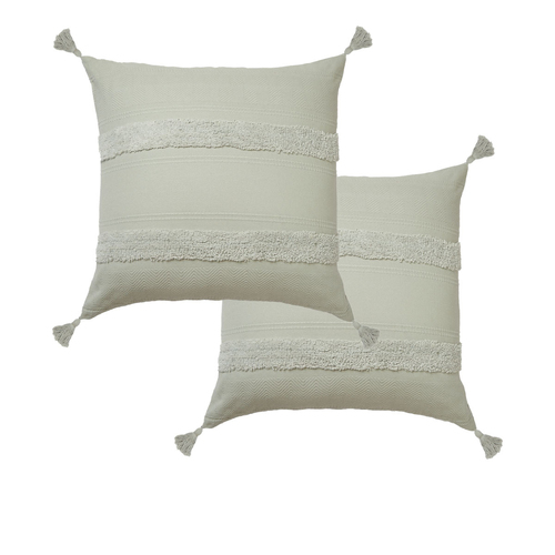 Accessorize Pair of Indra Cotton Tassel European Pillowcases - Grey - Main Image