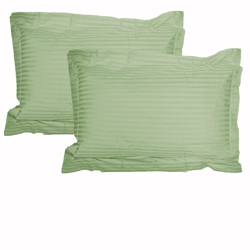 Accessorize 325TC Pair of Stripe Jumbo / Queen Pillowcases Green - Main Image