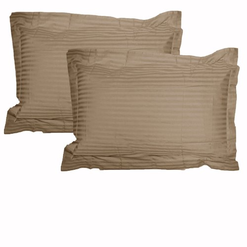 Accessorize 325TC Pair of Stripe Jumbo / Queen Pillowcases Mocha - Main Image