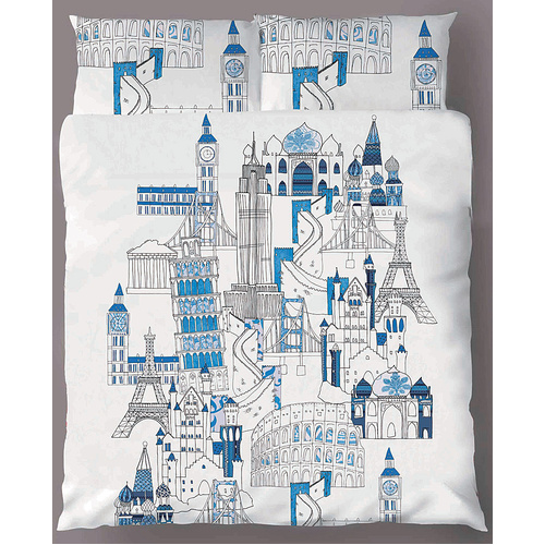 Bright Young Things Around The World Quilt Cover Set KING - Main Image