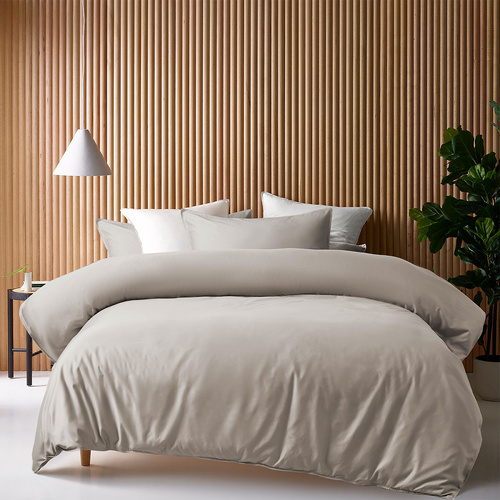 Accessorize Stone 400TC Stone Bamboo Cotton Double Stitched Quilt Cover Set Queen - Main Image