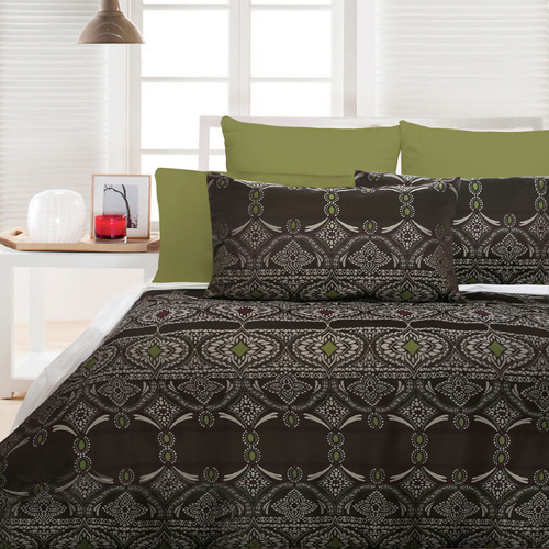 Accessorize Bosa Green Quilt Cover Set - King - Main Image