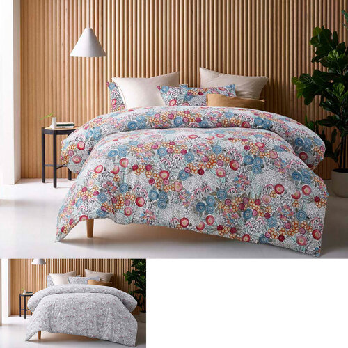 Accessorize Amara Washed Cotton Printed Reversible Quilt Cover Set Queen - Main Image