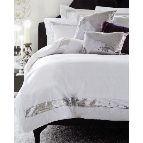 Accessorize Sequins White Cotton Quilt Cover Set Single - Main Image