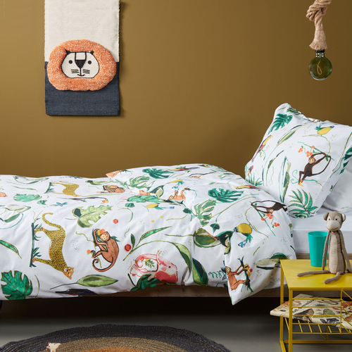 Bedding House Crazy Jungle Multi Cotton Quilt Cover Set Single - Main Image