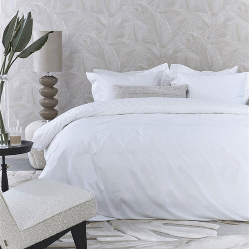 Riviera Maison Elowen White Cotton Quilt Cover Set Queen - Main Image