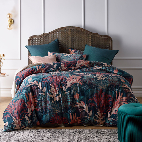 Vintage Design Homewares Etheridge Printed Velvet Quilt Cover Set Queen - Main Image