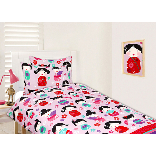 Happy Kids Glow in the Dark Quilt Cover Set China Doll Double - Main Image