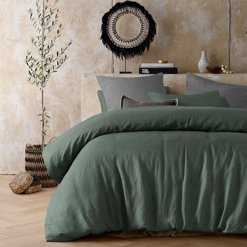 Vintage Design Homewares Sea Green 100% Hemp Quilt Cover Set Queen - Main Image