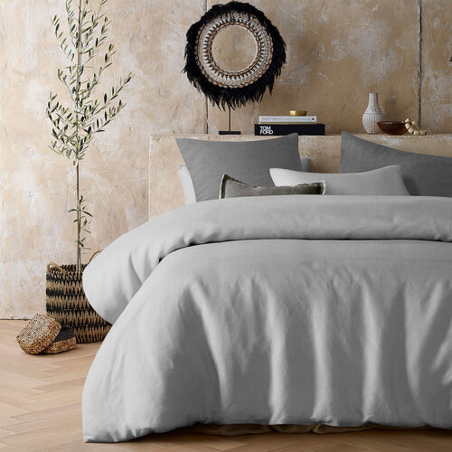 Vintage Design Homewares Silver 100% Hemp Quilt Cover Set Queen - Main Image