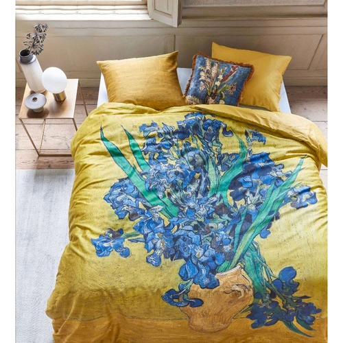 Bedding House Irises Yellow Cotton Sateen Quilt Cover Set Queen - Main Image