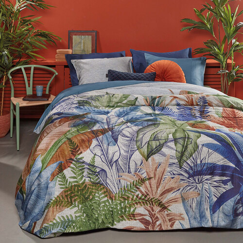 Bedding House Isla Blue Cotton Sateen Quilt Cover Set Queen - Main Image