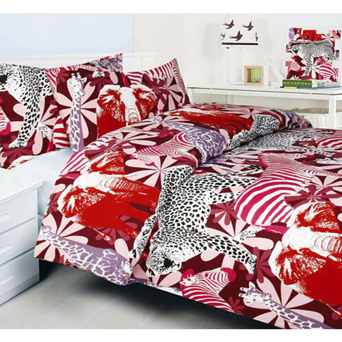 Bright Young Things Jungle Red Quilt Cover Set Single - Main Image