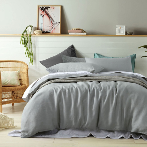 Vintage Design Homewares 100% Linen Dove Grey Quilt Cover Set Super King - Main Image