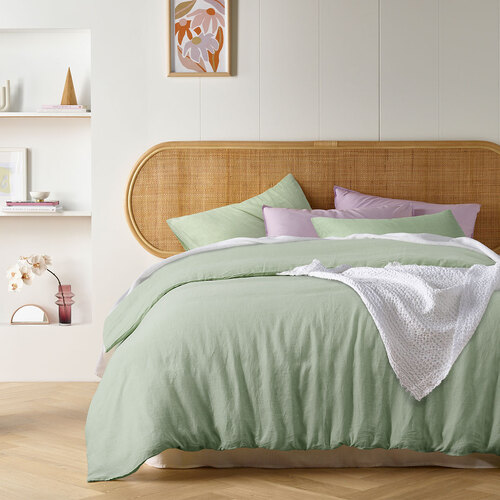 Vintage Design Homewares Pistachio French Linen Quilt Cover Set Queen - Main Image