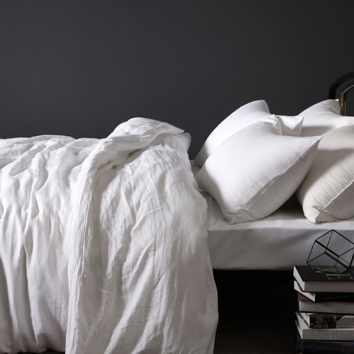Vintage Design Homewares 100% Linen White Quilt Cover Set Double - Main Image