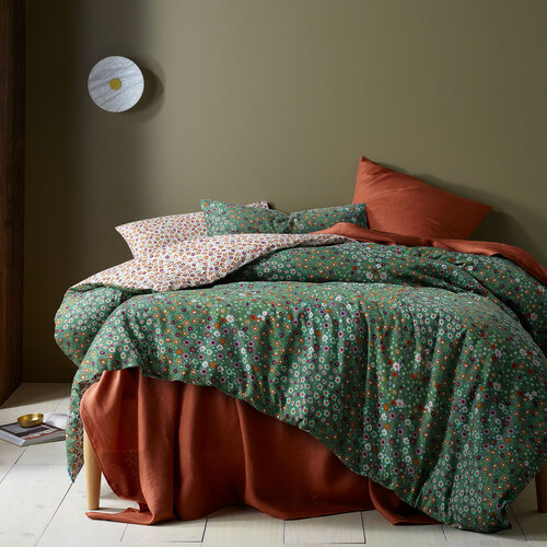 Accessorize Lisa Green Washed Cotton Printed Quilt Cover Set Queen - Main Image