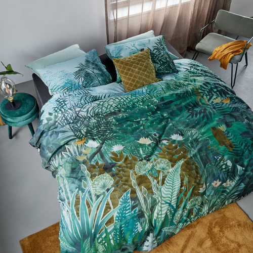 Bedding House Madagascar Green Cotton Quilt Cover Set King - Main Image