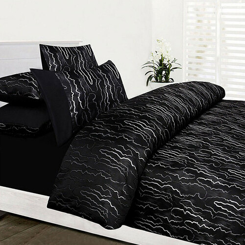 Accessorize Naples Black Jacquard Quilt Cover Set Double - Main Image
