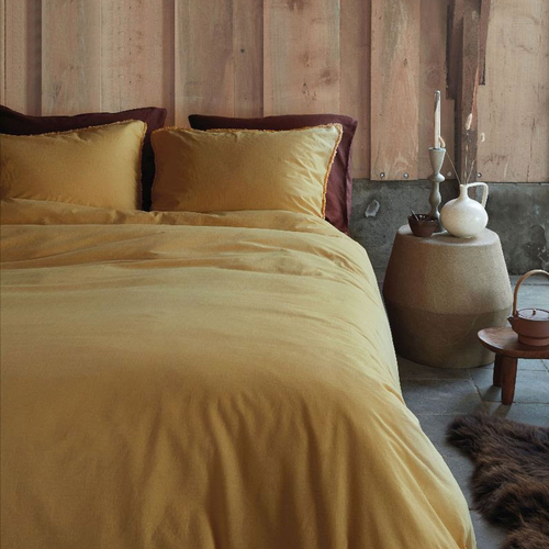 VTWonen Natural Stone Fraying Yellow Quilt Cover Set Queen - Main Image